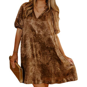 Umgee Champagne Chic Floral Satin Mini Dress Large - NWT